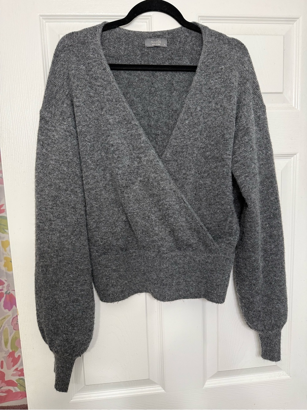 nuuds Charcoal Wrap V-Neck Sweater